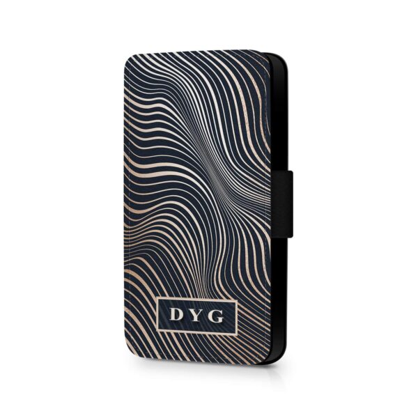 Glossy Waves Pattern with Initials | iPhone Wallet Case - Cornish Custom Creations
