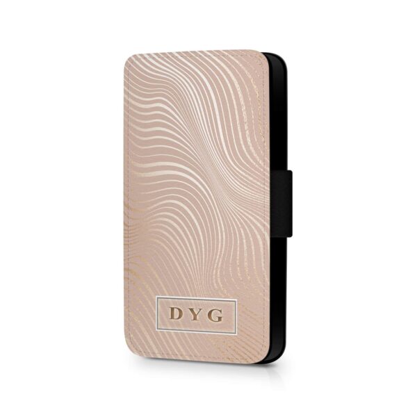 Glossy Waves Pattern with Initials | iPhone Wallet Case - Cornish Custom Creations