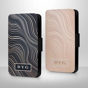 Glossy Waves Pattern with Initials | Samsung Galaxy Wallet Case - Cornish Custom Creations
