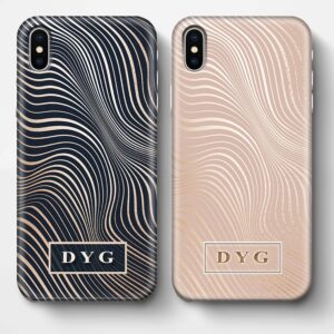 Glossy Waves With Initials - iPhone 3D Custom Phone Case - Cornish Custom Creations
