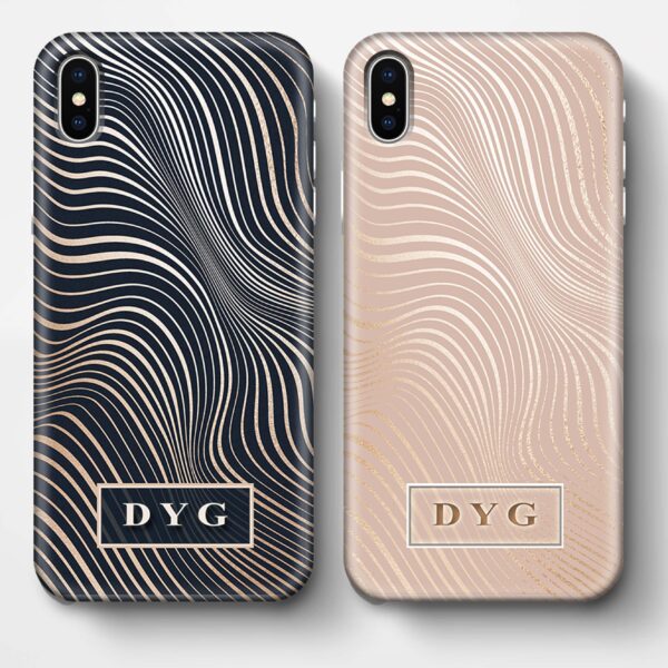 Glossy Waves With Initials - iPhone 3D Custom Phone Case - Cornish Custom Creations