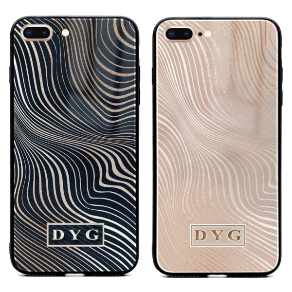 Glossy Waves with Initials - iPhone Glass Phone Case - Cornish Custom Creations
