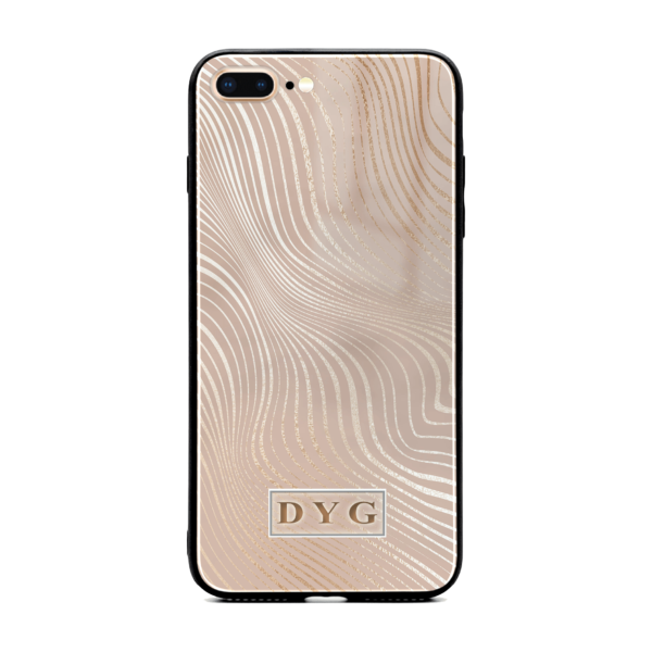 Glossy Waves with Initials - iPhone Glass Phone Case - Cornish Custom Creations