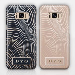 Glossy Waves With Initials - Samsung Galaxy 3D Phone Case - Cornish Custom Creations