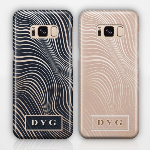 Glossy Waves With Initials - Samsung Galaxy 3D Phone Case - Cornish Custom Creations