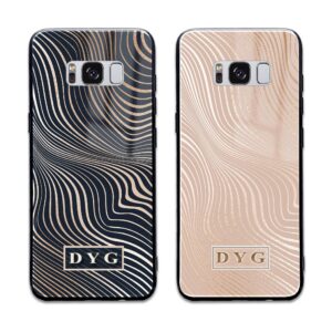 Glossy Waves with Initials - Samsung Galaxy Glass Phone Case - Cornish Custom Creations