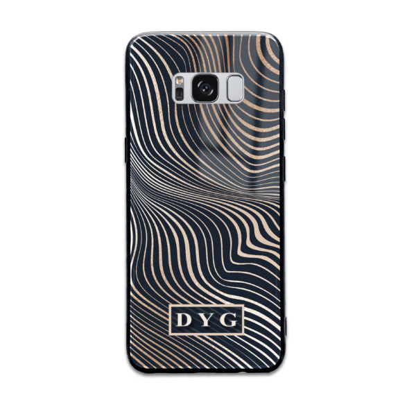 Glossy Waves with Initials - Samsung Galaxy Glass Phone Case - Cornish Custom Creations