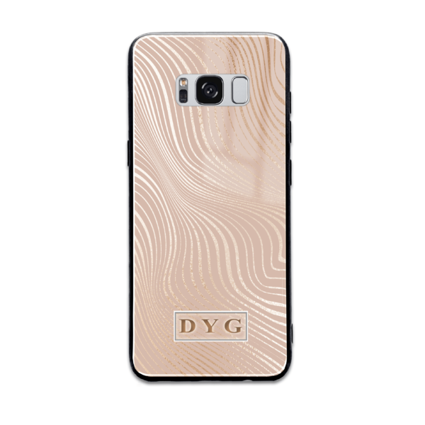 Glossy Waves with Initials - Samsung Galaxy Glass Phone Case - Cornish Custom Creations