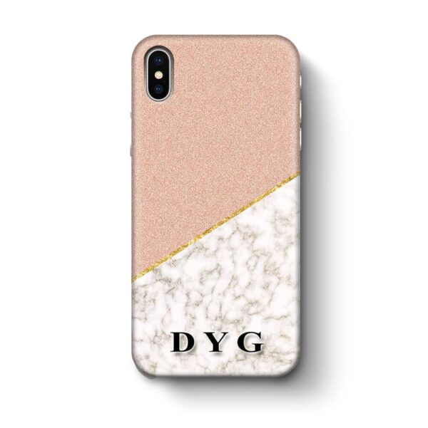 Gold Marble & Glitter With Initials - iPhone 3D Custom Phone Case - Cornish Custom Creations