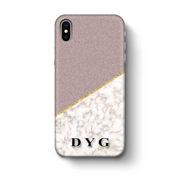 Gold Marble & Glitter With Initials - iPhone 3D Custom Phone Case - Cornish Custom Creations