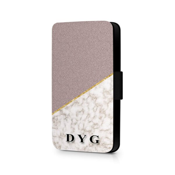 Gold Marble & Glitter with Initials | Galaxy Wallet Case - Cornish Custom Creations