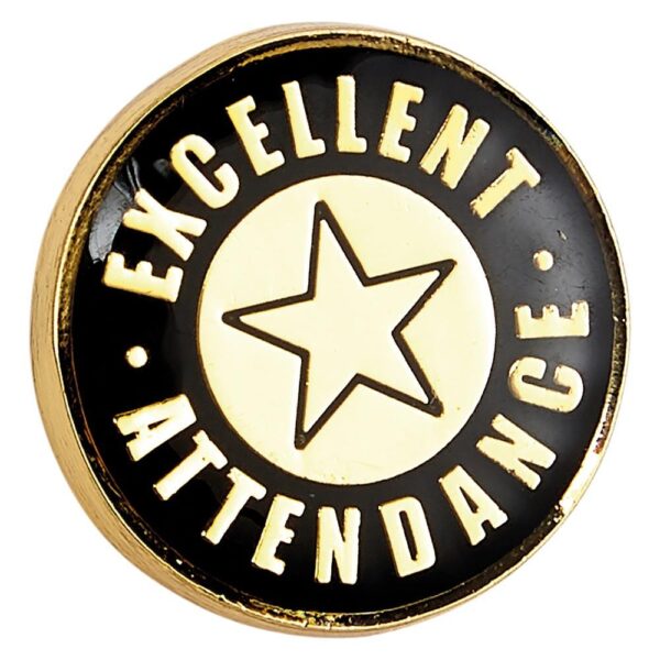 Heritage Excellent Attendance Pin Badge Black & Gold - Cornish Custom Creations