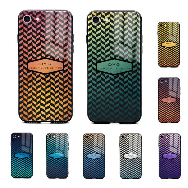 Hollow Geometric Pattern with Initial - iPhone Glass Phone Case - Cornish Custom Creations