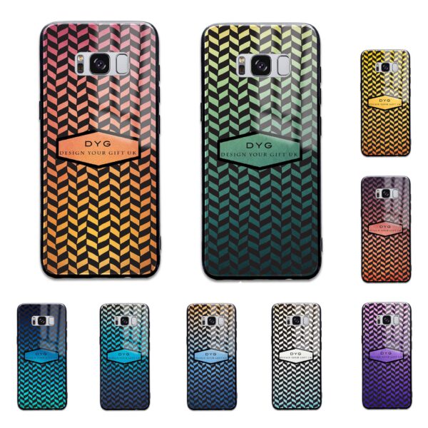Hollow Pattern with Initials & Text - Galaxy Glass Phone Case - Cornish Custom Creations