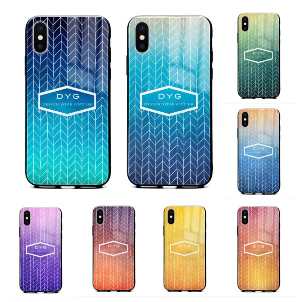 Hollow ZigZag Pattern with Text - iPhone Glass Phone Case - Cornish Custom Creations