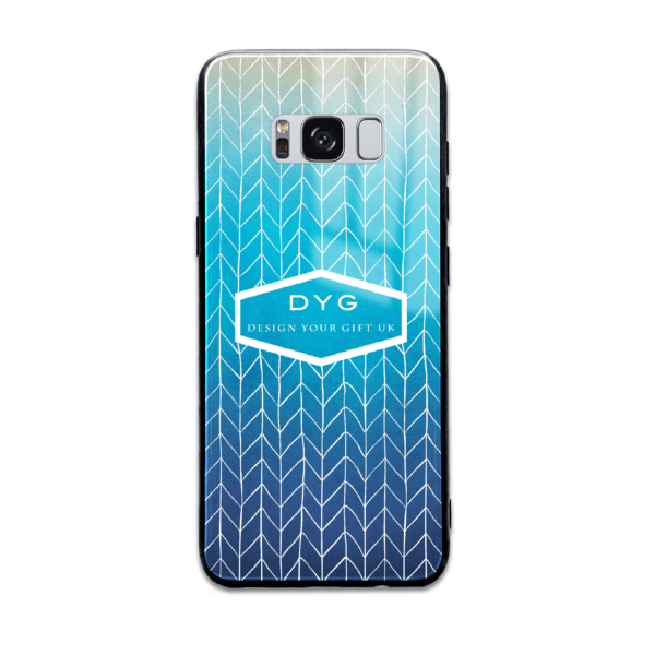 Hollow ZigZag with Initials and Text - Galaxy Glass Phone Case - Cornish Custom Creations