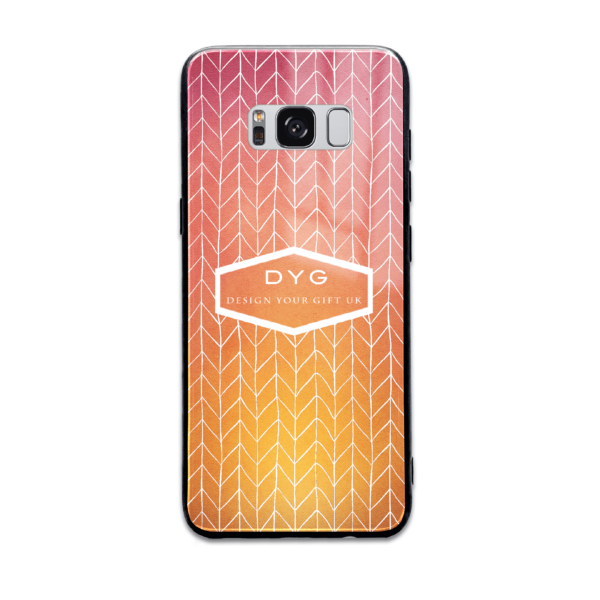 Hollow ZigZag with Initials and Text - Galaxy Glass Phone Case - Cornish Custom Creations