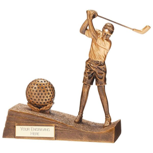 Horizon Golf Female Resin Figure Gold - Cornish Custom Creations