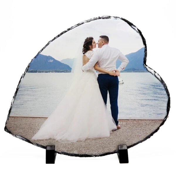 Large Full Colour Photo Heart Slate and Stand - Cornish Custom Creations