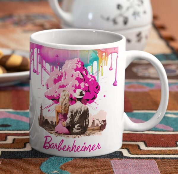 Limited Edition Barbie Dripping Colour Barbenheimer Mug, Completely Sick Gift, Retro Movie,, Dishwasher Safe, Customisation Available - Image 2