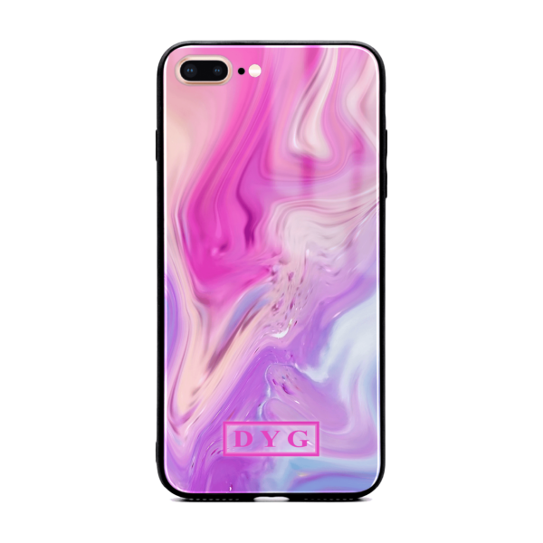 Liquid Marble With Initials - iPhone Glass Phone Case - Cornish Custom Creations