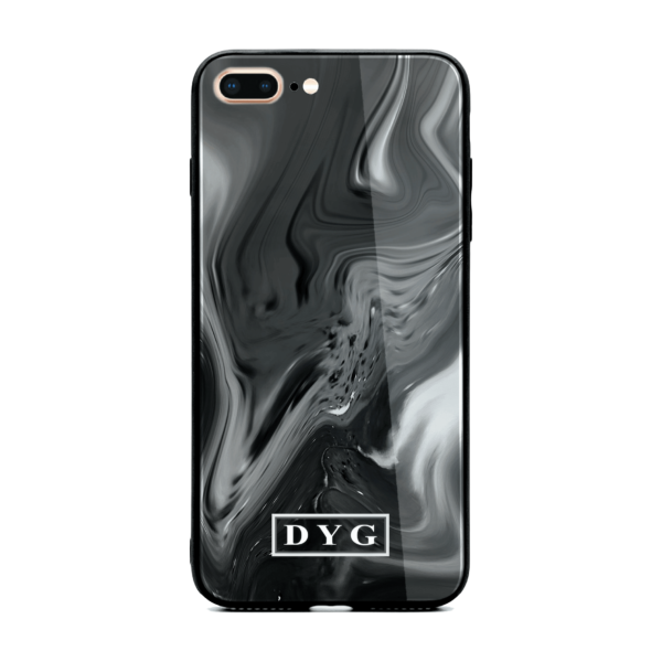 Liquid Marble With Initials - iPhone Glass Phone Case - Cornish Custom Creations