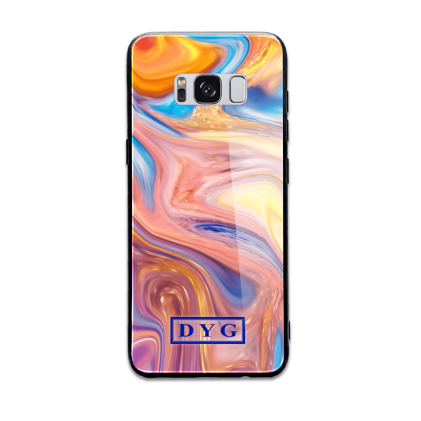 Liquid Marble With Initials - Samsung Galaxy Glass Phone Case - Cornish Custom Creations