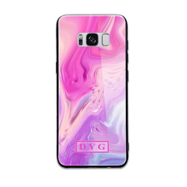 Liquid Marble With Initials - Samsung Galaxy Glass Phone Case - Cornish Custom Creations