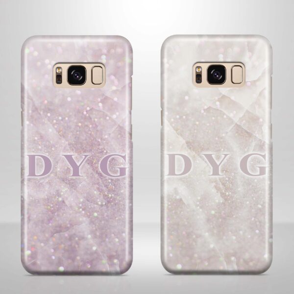 Luxury Glitter Marble With Initials - Galaxy 3D Custom Phone Case - Cornish Custom Creations