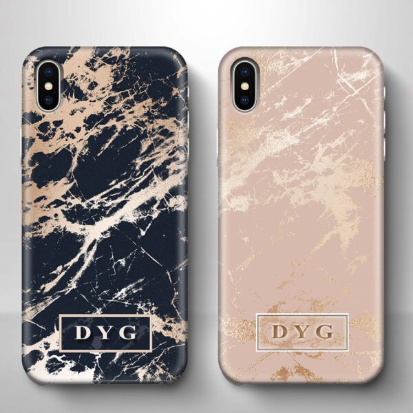 Luxury Gloss Marble With Initials - iPhone 3D Custom Phone Case - Cornish Custom Creations