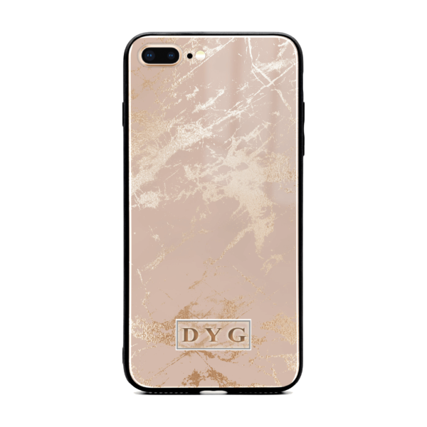 Luxury Gloss Marble with Initials - iPhone Glass Phone Case - Cornish Custom Creations