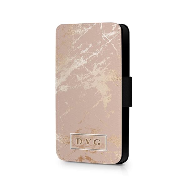 Luxury Gloss Marble with Initials | Galaxy Wallet Phone Case - Cornish Custom Creations