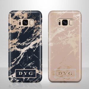 Luxury Gloss Marble With Initials - Samsung Galaxy 3D Phone Case - Cornish Custom Creations