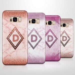 luxury Marble & Glitter With Initial - Galaxy 3D Custom Phone Case - Cornish Custom Creations