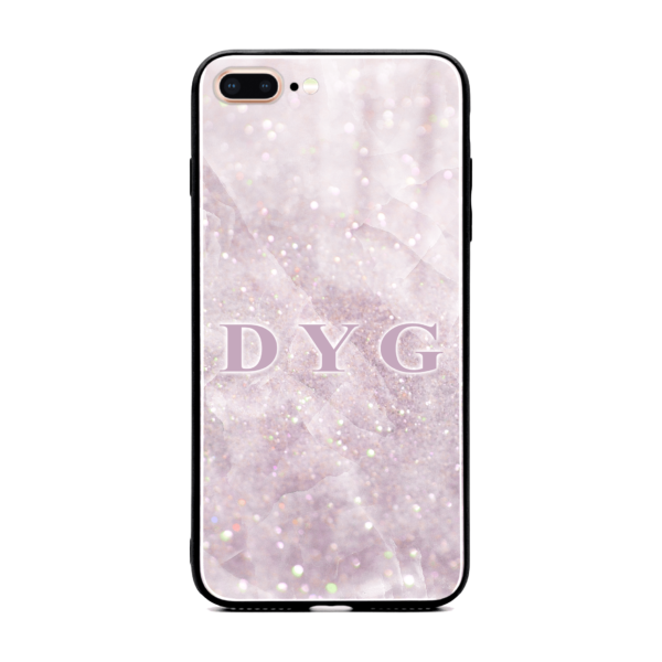Luxury Sparkle Marble with Initials - iPhone Glass Phone Case - Cornish Custom Creations
