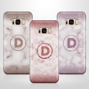 Marble & Glitter With Initial - Galaxy 3D Custom Phone Case - Cornish Custom Creations