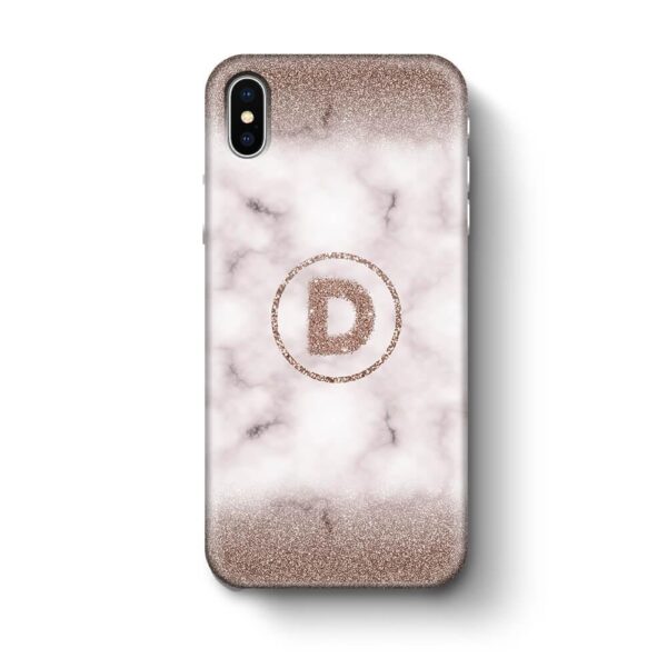 Marble & Glitter With Initial - iPhone 3D Custom Phone Case - Cornish Custom Creations