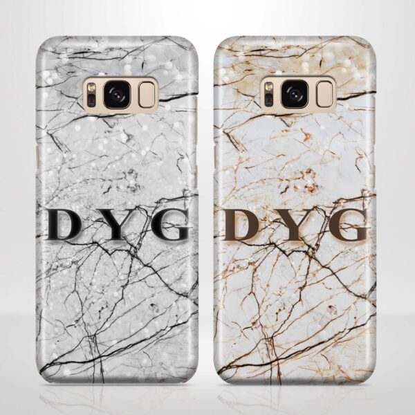 Marble Veins With Initials - Galaxy 3D Personalised Phone Case - Cornish Custom Creations