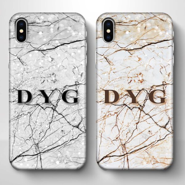 Marble Veins With Initials - iPhone 3D Personalised Phone Case - Cornish Custom Creations