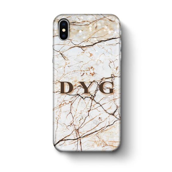 Marble Veins With Initials - iPhone 3D Personalised Phone Case - Cornish Custom Creations