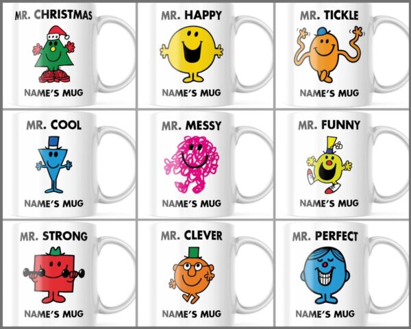 MR MEN Inspired Novelty Funny Joke Cartoon Customised Coffee Tea Mug Cup Gift Present 11oz Ceramic