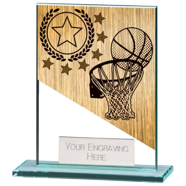 Mustang Basketball Jade Glass Award - Engrave Express