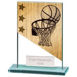 Mustang Basketball Jade Glass Award - Engrave Express