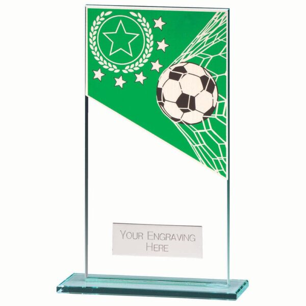 Mustang Football Green Jade Glass Award - Cornish Custom Creations