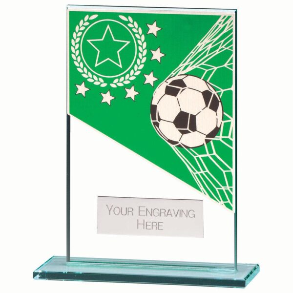 Mustang Football Green Jade Glass Award - Cornish Custom Creations