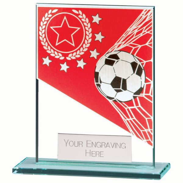 Mustang Football Red Jade Glass Award - Cornish Custom Creations