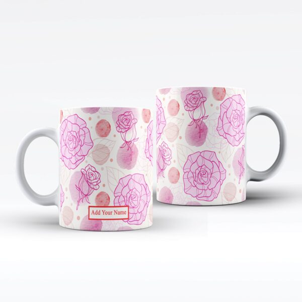 Name Mug - Roses Theme | Personalised White Mug - Cornish Custom Creations