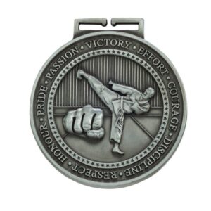 Olympia Karate Medal Antique Silver - Cornish Custom Creations