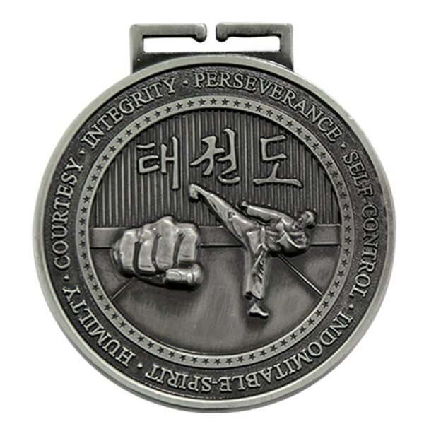 Olympia Taekwondo Medal Antique Silver - Cornish Custom Creations