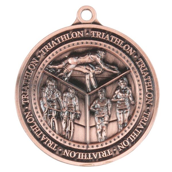 Olympia Triathlon Medal Antique Bronze - Cornish Custom Creations